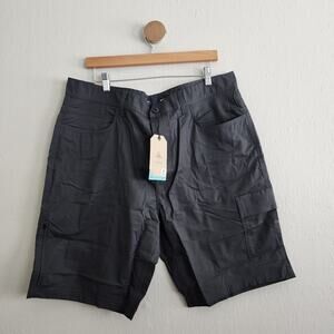 NEW Prana Double Peak Men's Organic Cotton Cargo Shorts Charcoal